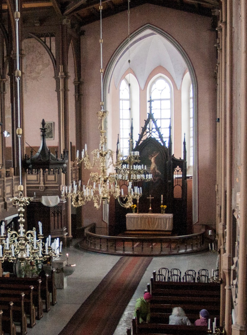 fotonegatiiv, Viljandi, Pauluse kirik (sisevaade altarile) rephoto