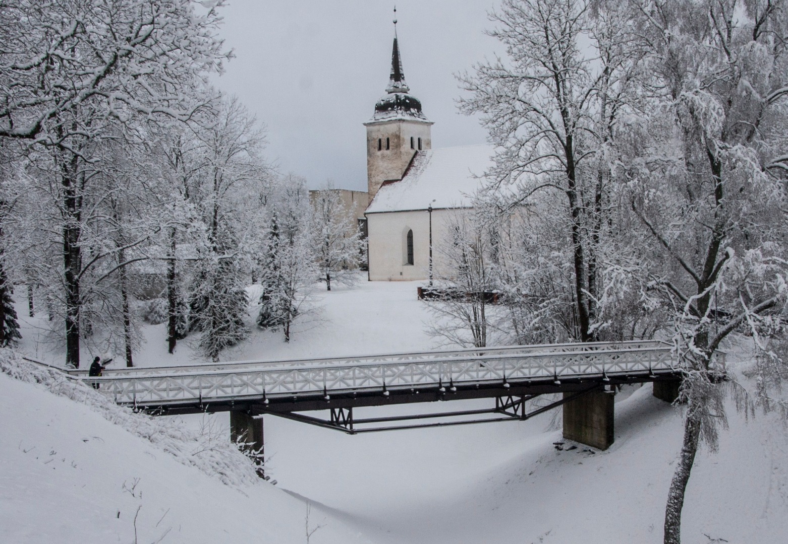 fotonegatiiv, Viljandi, Varesesild (järve pool, taga kirik) rephoto