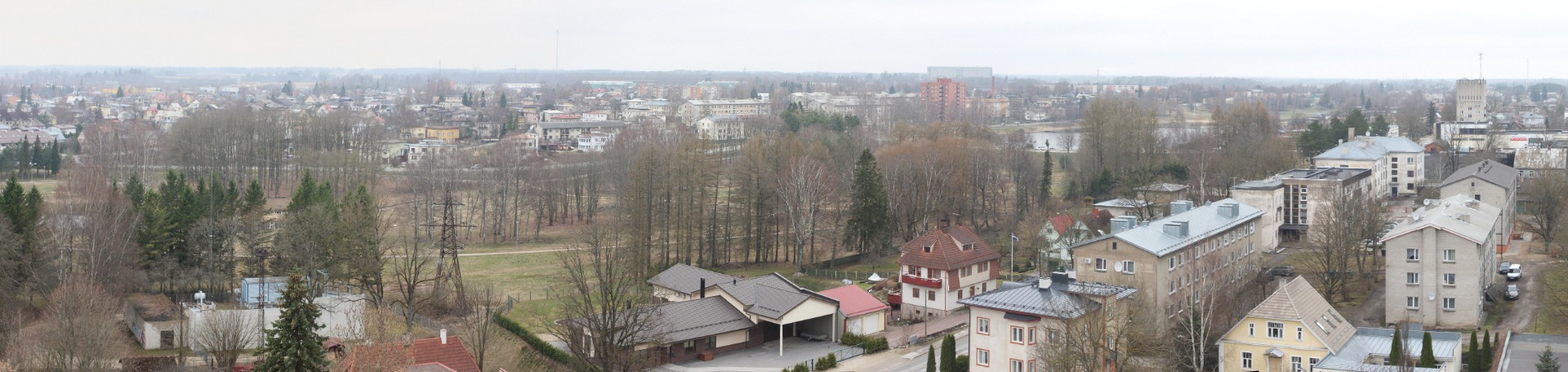 foto, Viljandi, Paalalinn, Pauluse kiriku tornist, 1972, foto E. Veliste rephoto