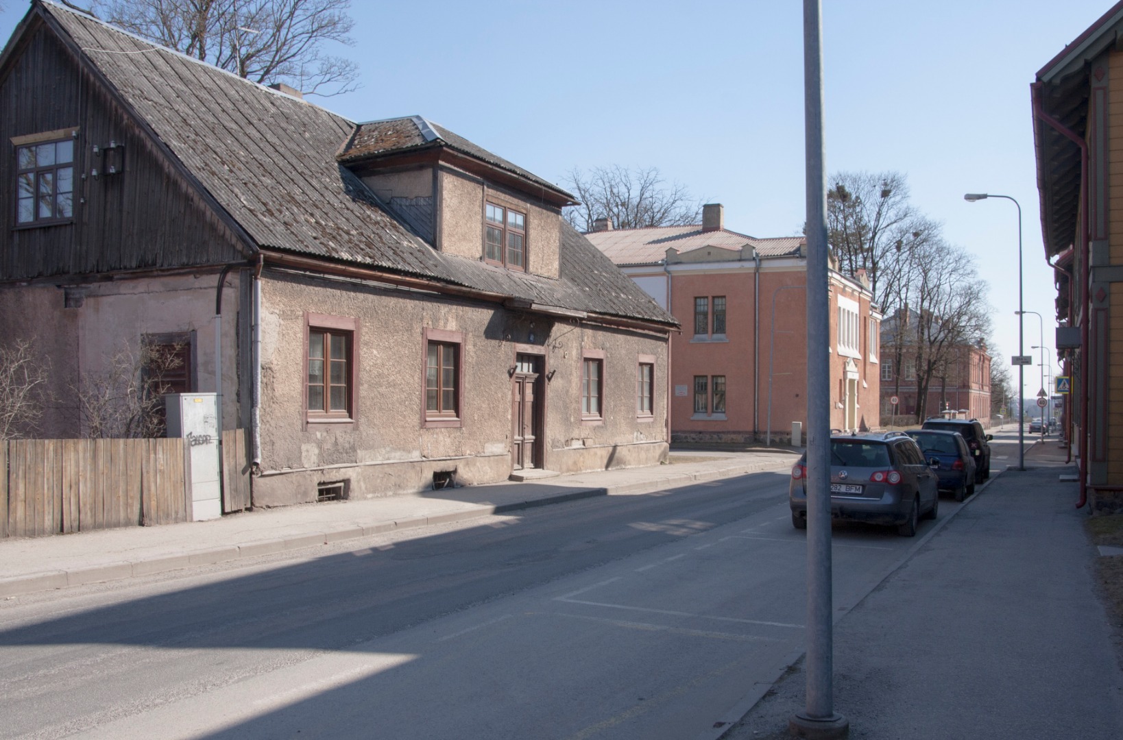 fotopostkaart, Viljandi, Jakobsoni tn 47, 47a, 47c, taga maagümnaasium, u 1928 rephoto