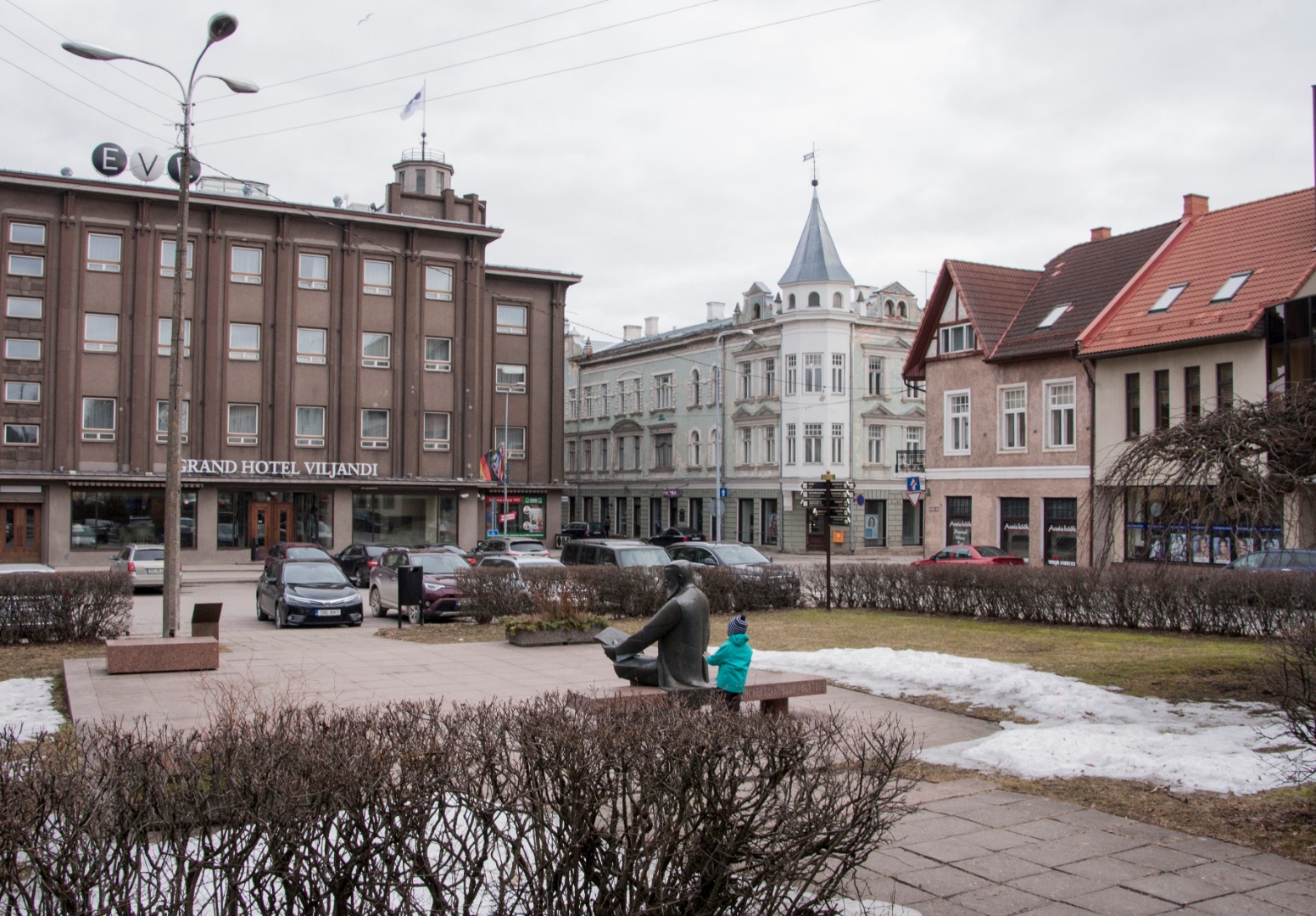 Postcard, Viljandi, Keskväljak, Tartu - Lossi crossmik rephoto