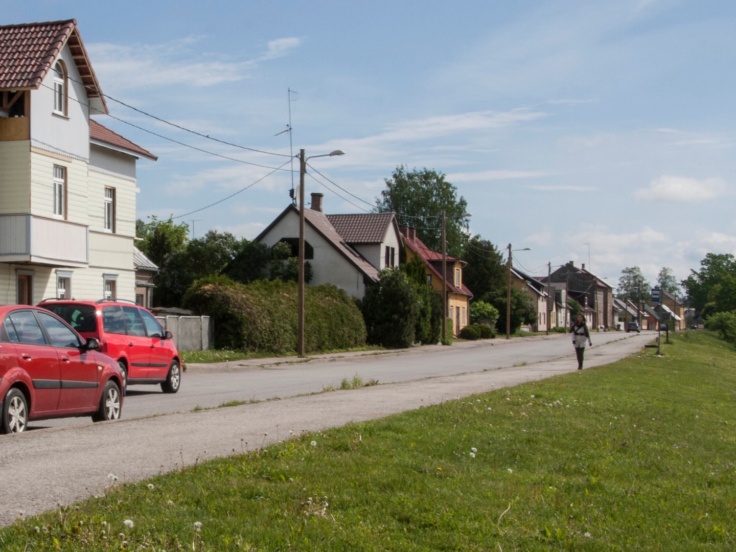 Postcard, Viljandi, Tartu tn, after crossing Aasa Street rephoto
