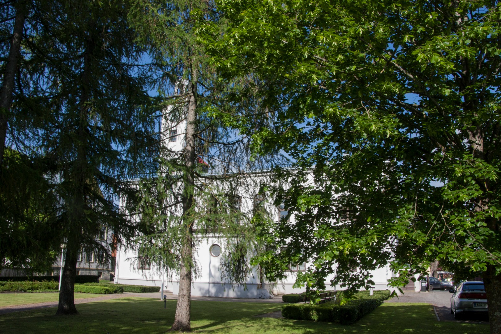 fotopostkaart, Viljandi, uus raekoda, õue poolt, u 1935 rephoto