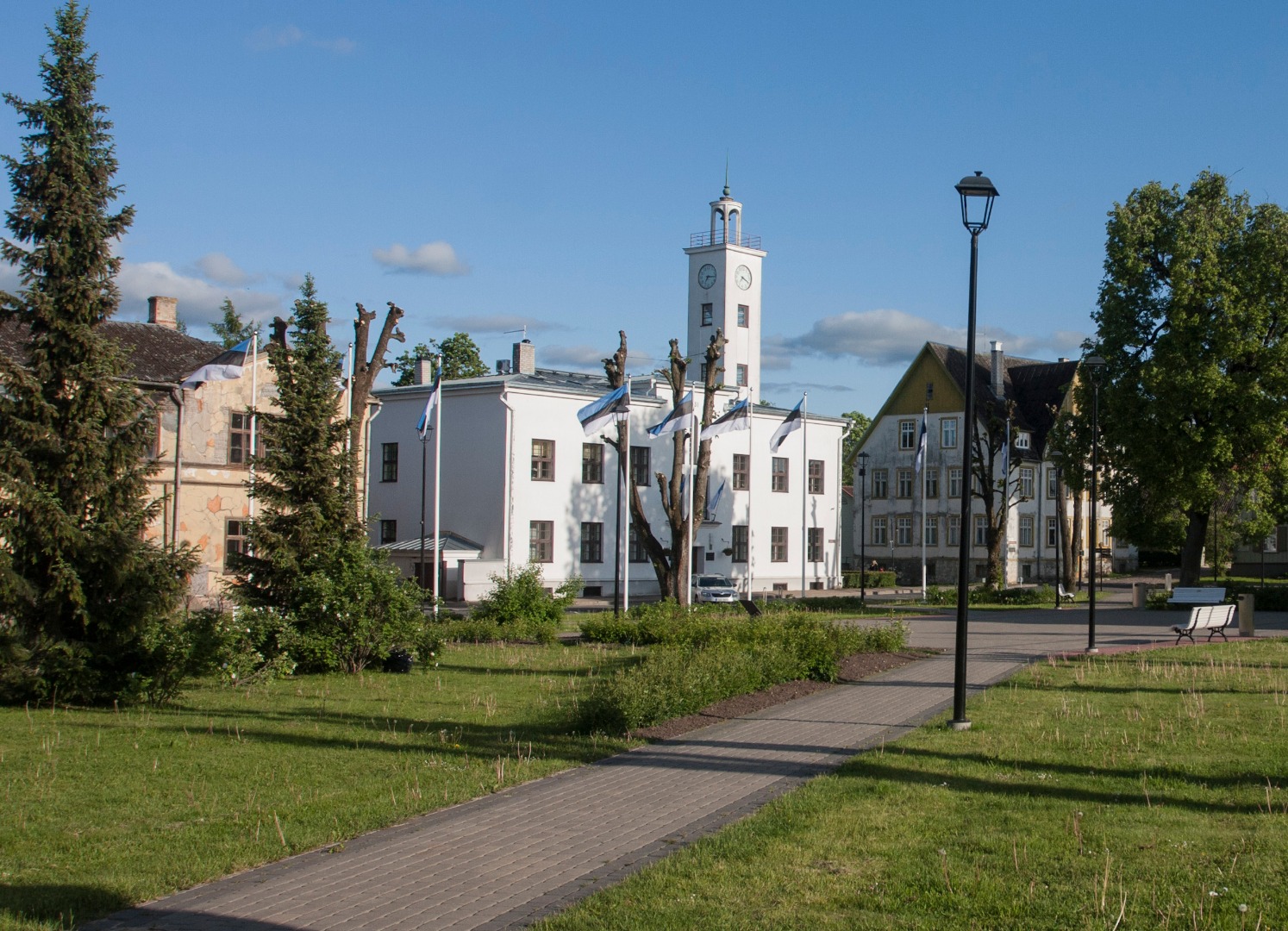 foto, Viljandi, Linnaväljak, raekoda, 1958, foto A. Kiisla rephoto
