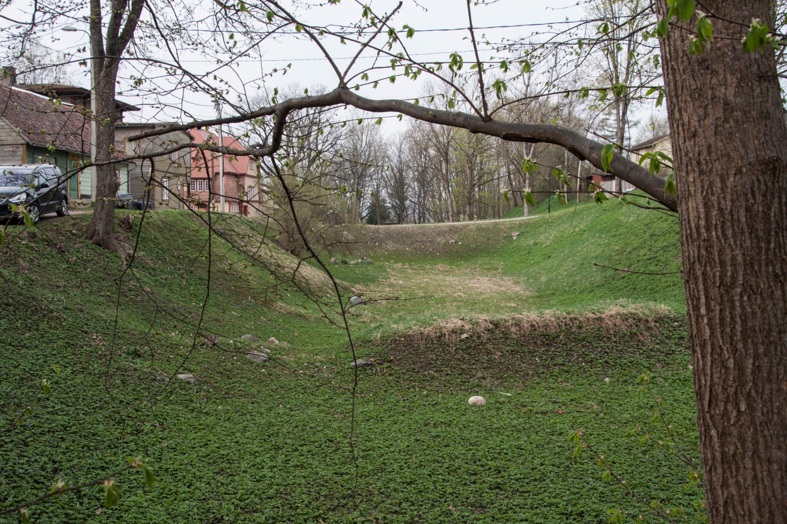 foto, Viljandi, Oru tn, vallikraav, spordiväljak, taga Trepimägi u 1960 rephoto