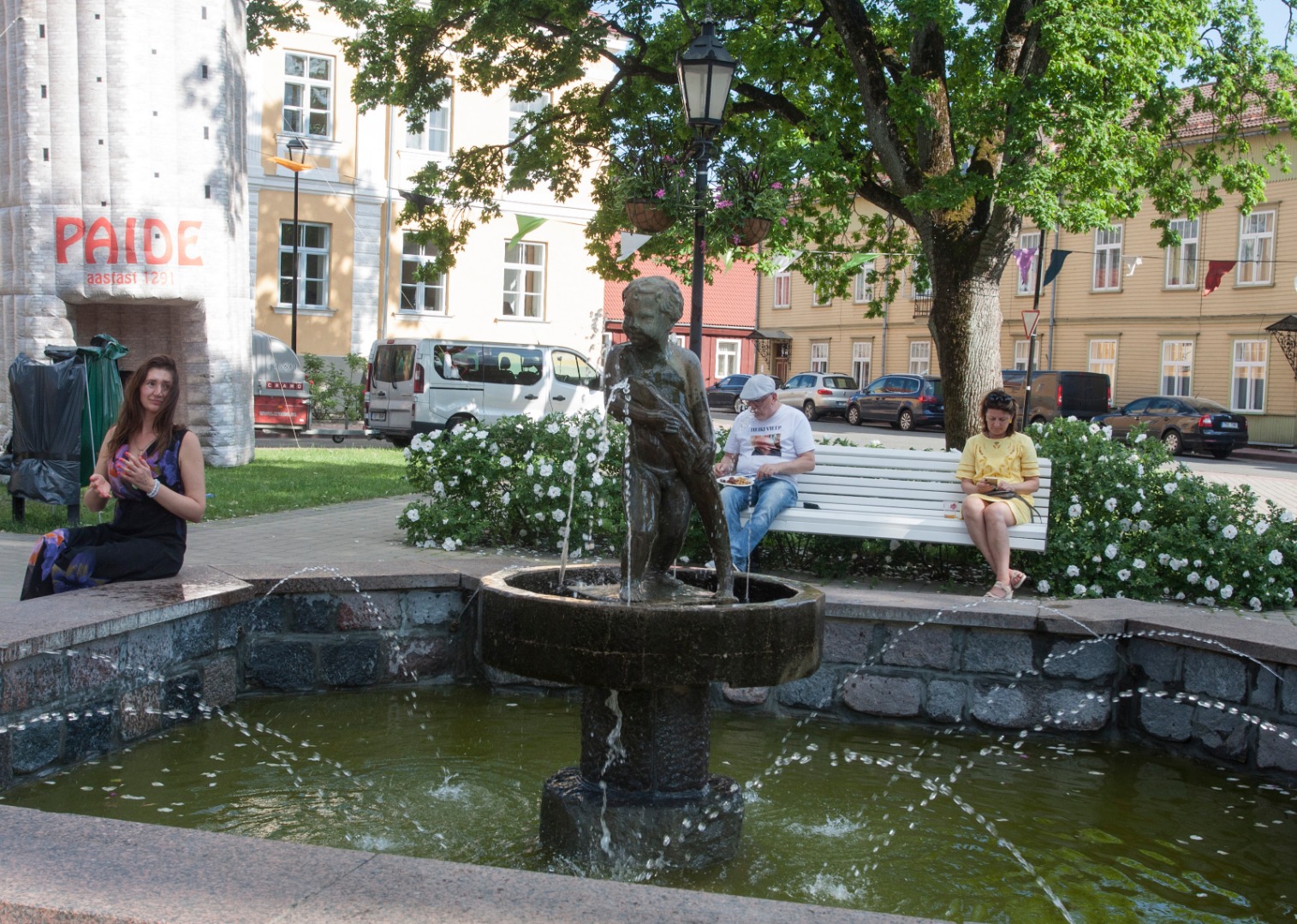 fotonegatiiv, Viljandi, Laidoneri plats, purskkaev rephoto