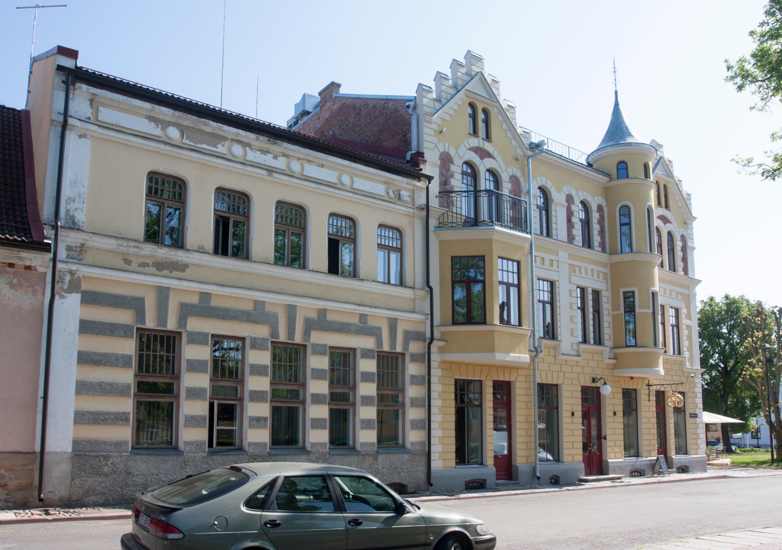 trükipostkaart, Viljandi, 6 vaadet, Dolle maja, Grand Hotel, tütarlastekool, majad (Gabler, Rosenberg, Loviese), koloreeritud, u 1915, Verlag E. Ring (Fellin) rephoto