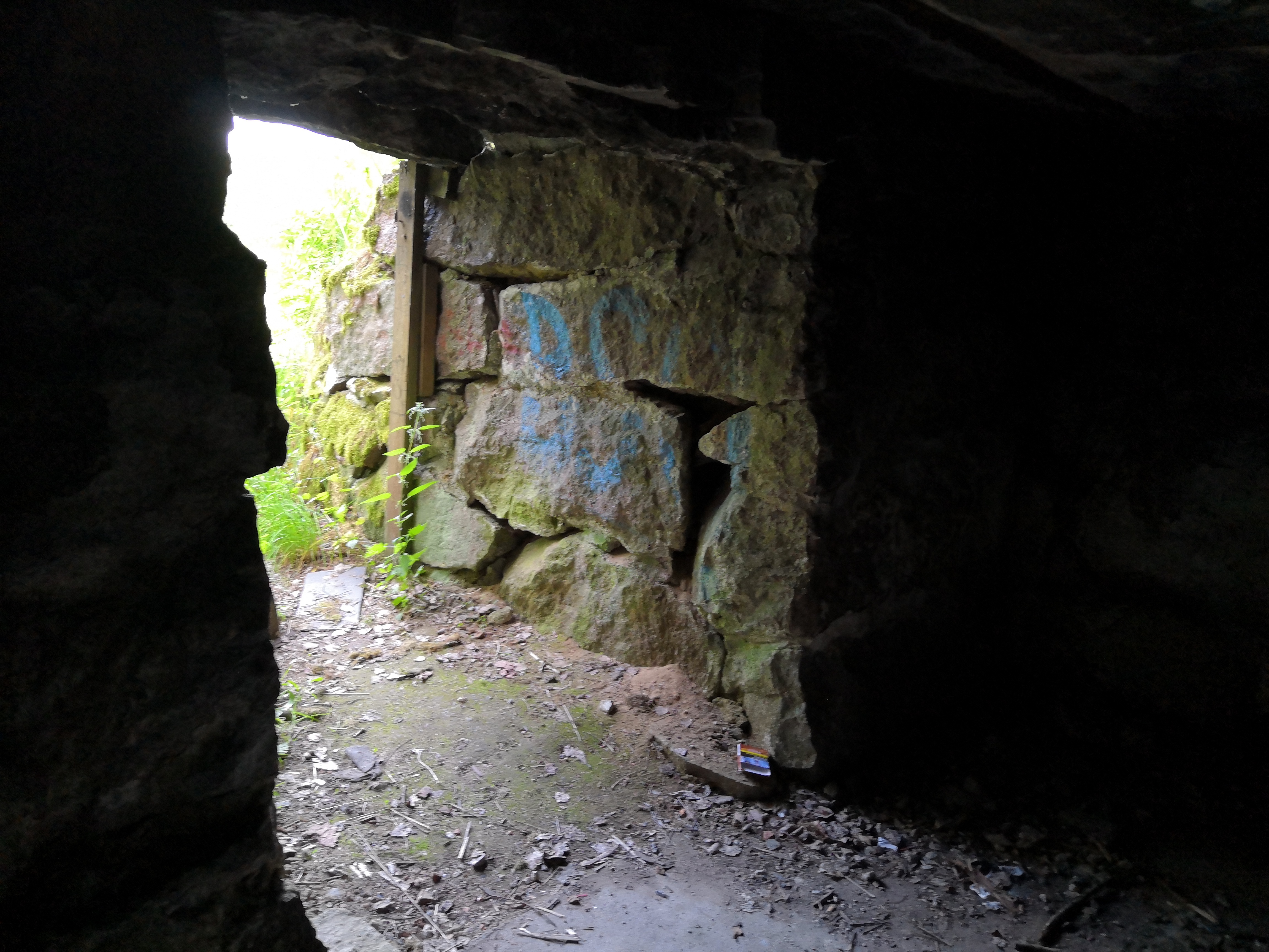 Paukkulanpuistossa sijaitseva kellari. Puiston alueella on sijainnut puolustusvoimien rakentama Malmin ampumarata, joka valmistui vuonna 1937 Helsingissä järjestettyihin ammunnan MM-kisoihin, ja suljettiin vuonna 1993. rephoto