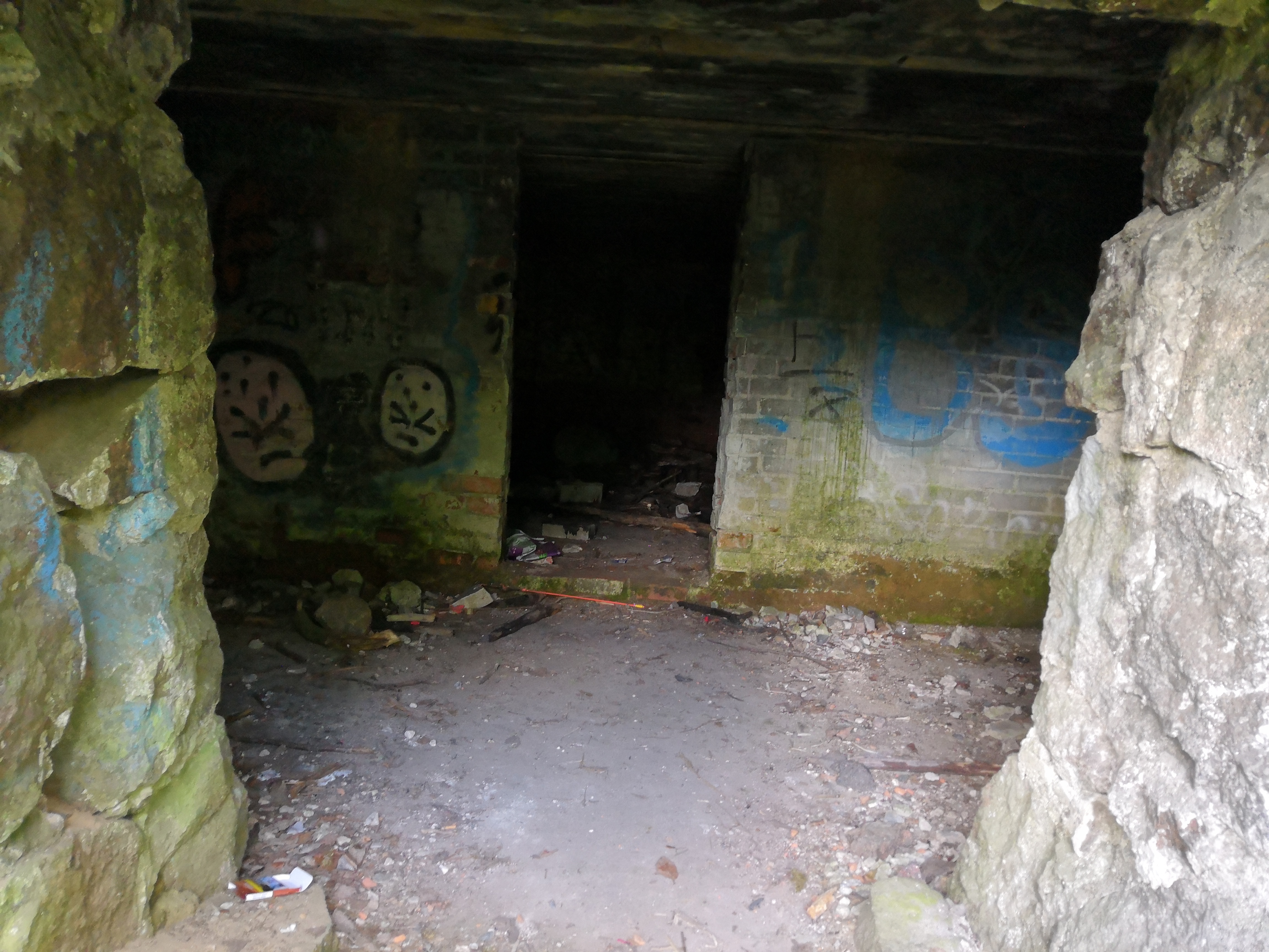 Paukkulanpuistossa sijaitseva kellari. Puiston alueella on sijainnut puolustusvoimien rakentama Malmin ampumarata, joka valmistui vuonna 1937 Helsingissä järjestettyihin ammunnan MM-kisoihin, ja suljettiin vuonna 1993. rephoto