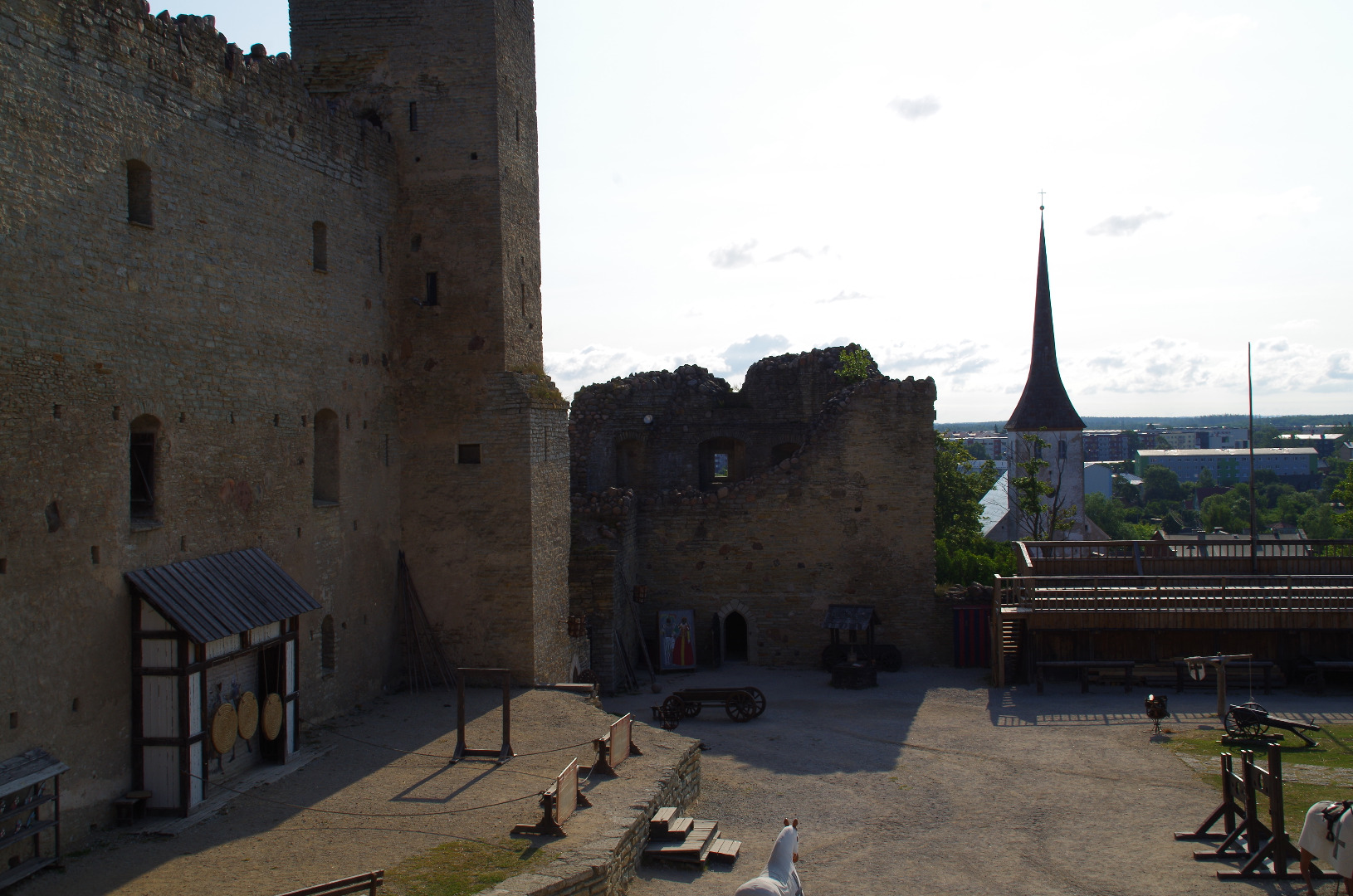 View of Rakvere fortress evacuations and the Trinity Church. rephoto