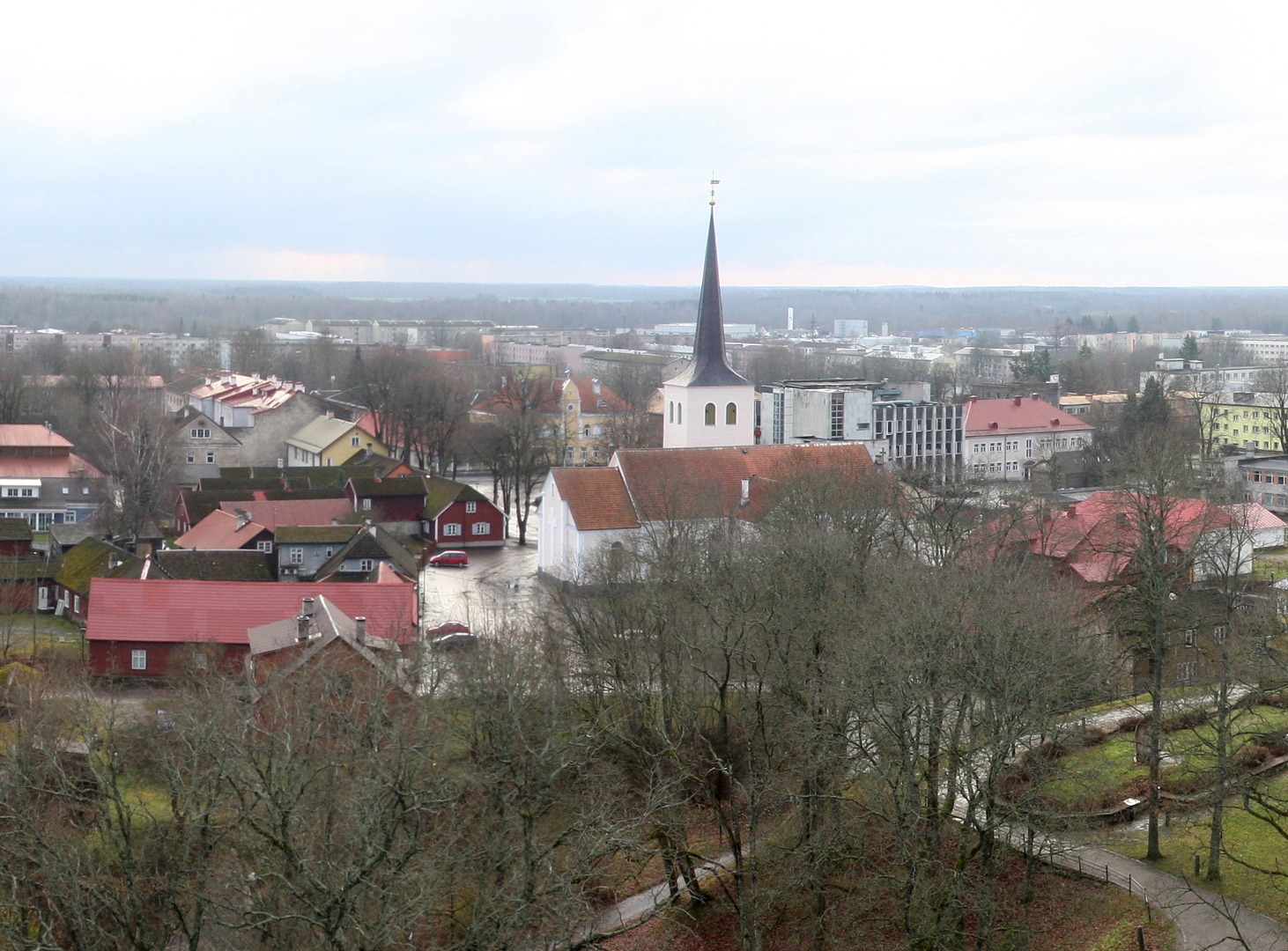 View from Paide Valli Tower to the city rephoto