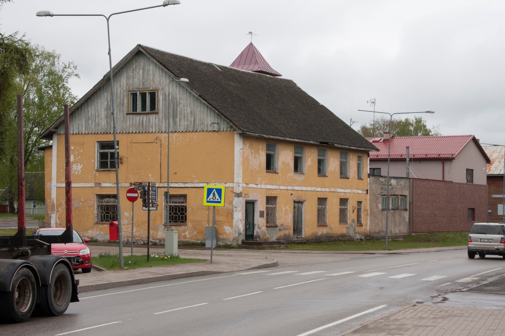 foto Halliste khk, Abja, Pärnu mnt, algkool u 1930 rephoto