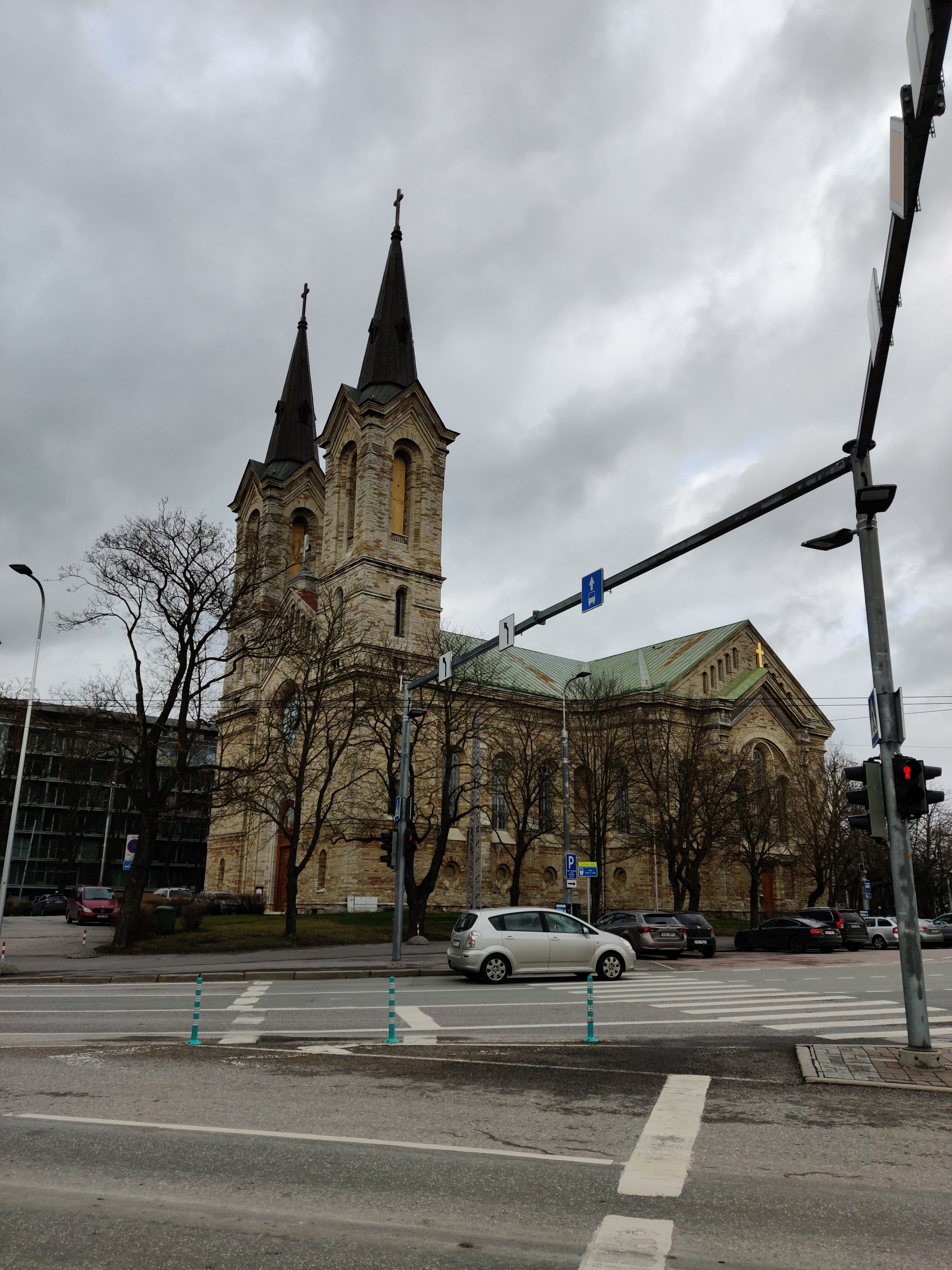 Postcard Tallinn Kaarli Church rephoto