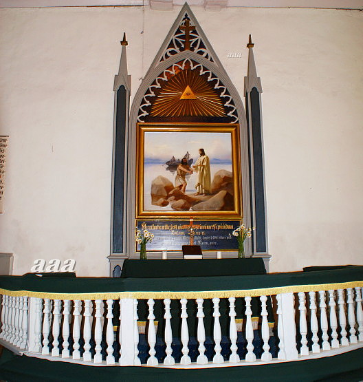 The altar of Randvere Church. rephoto