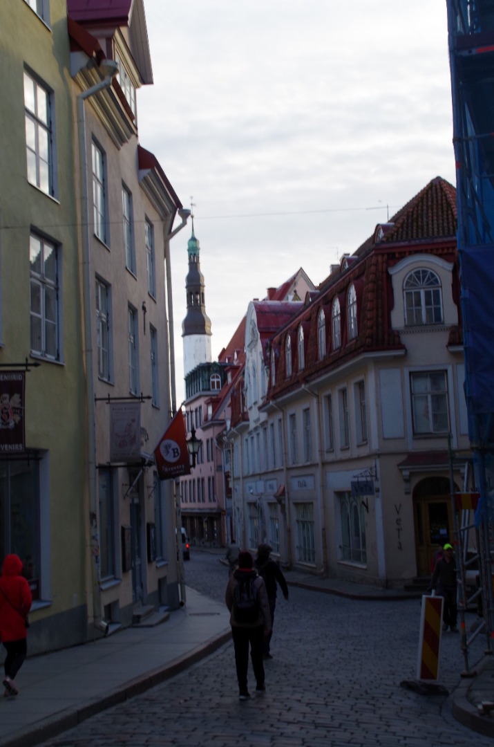 Tallinn, Pikk Street, view from the end of the Rataskaev Street. rephoto
