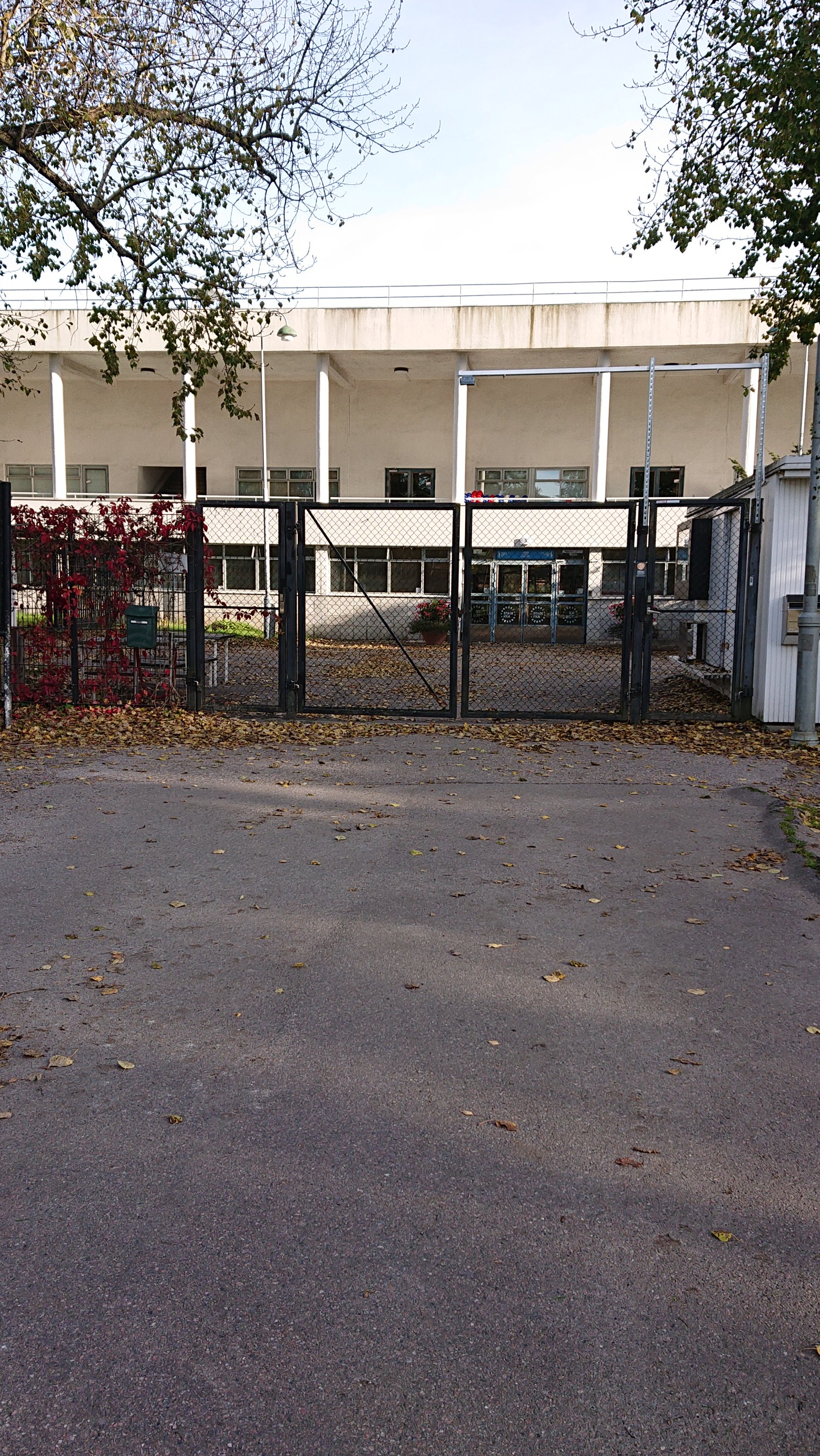 Koululaisia uimastadionin edustalla. rephoto