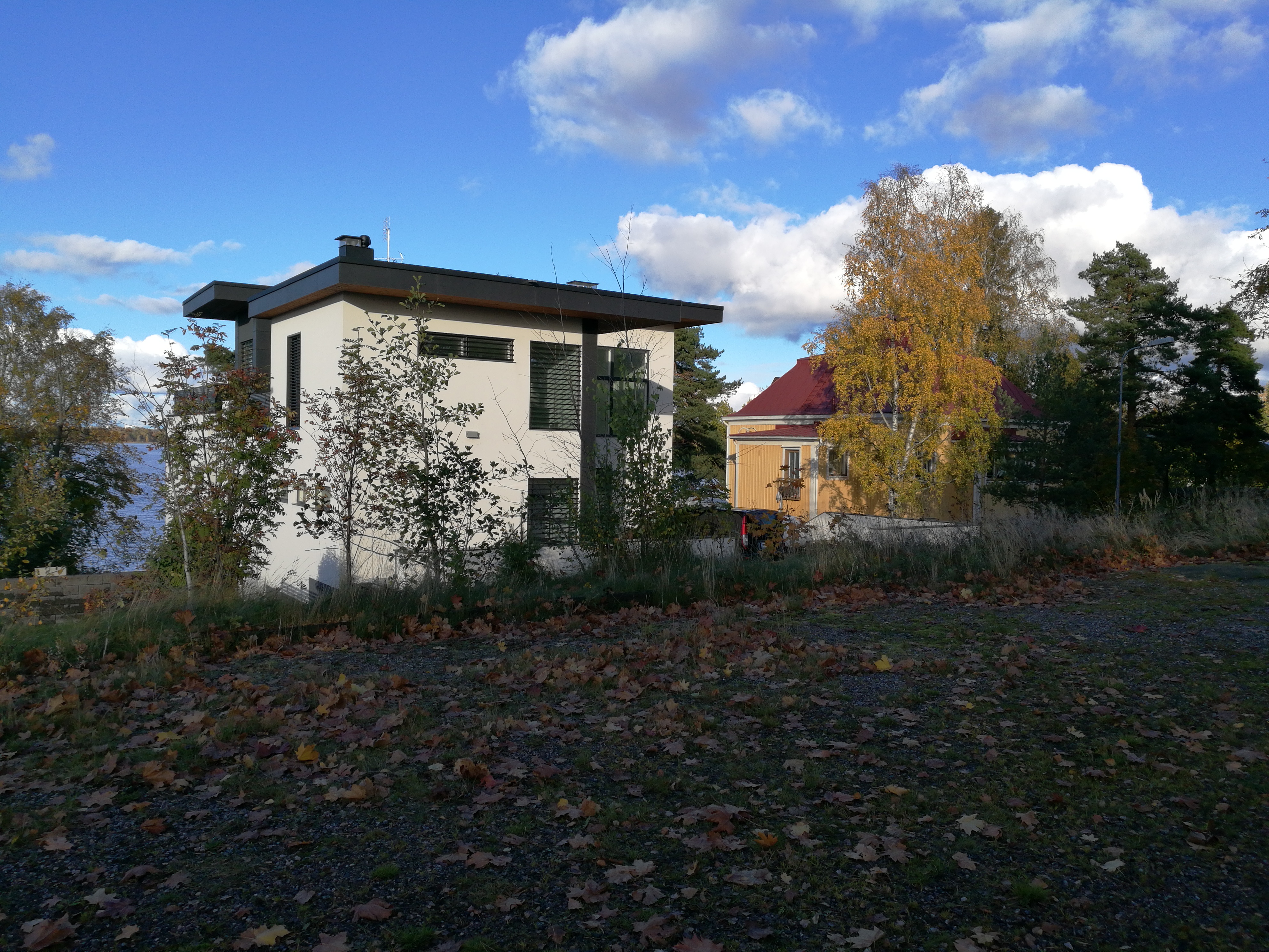 Kulosaaren puistotie 4, 6, 10. Itäväylän rakennustöitä. rephoto