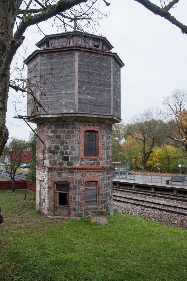 Water tower of the broken Viljandi Railway Station. rephoto