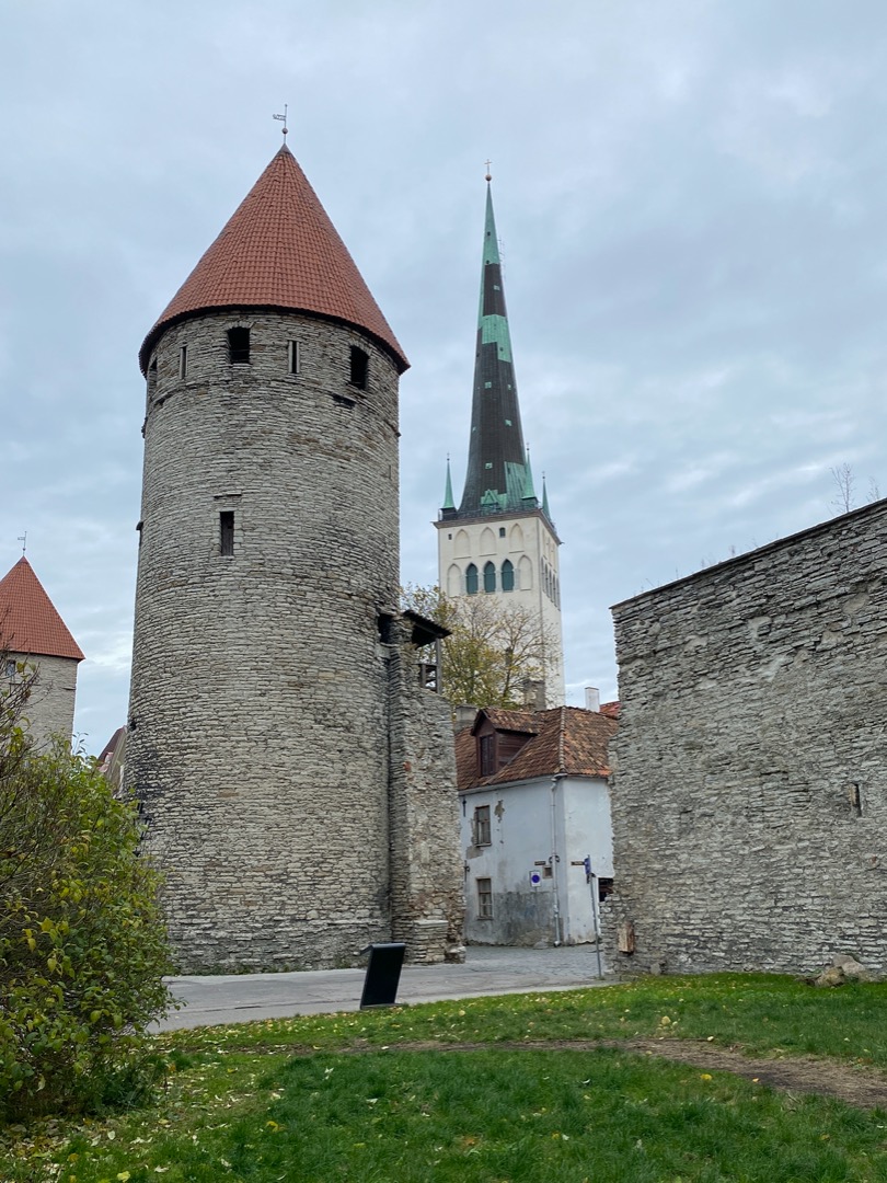 View of Plate Tower and Oleviste Church Tower in Tallinn rephoto
