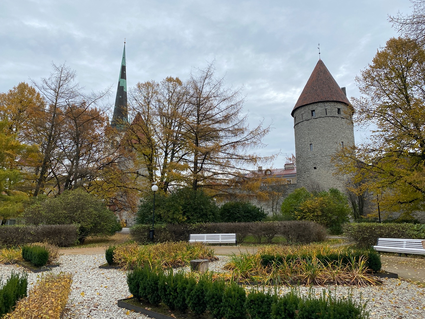 View from the Tower Square towards the church of Oleviste rephoto