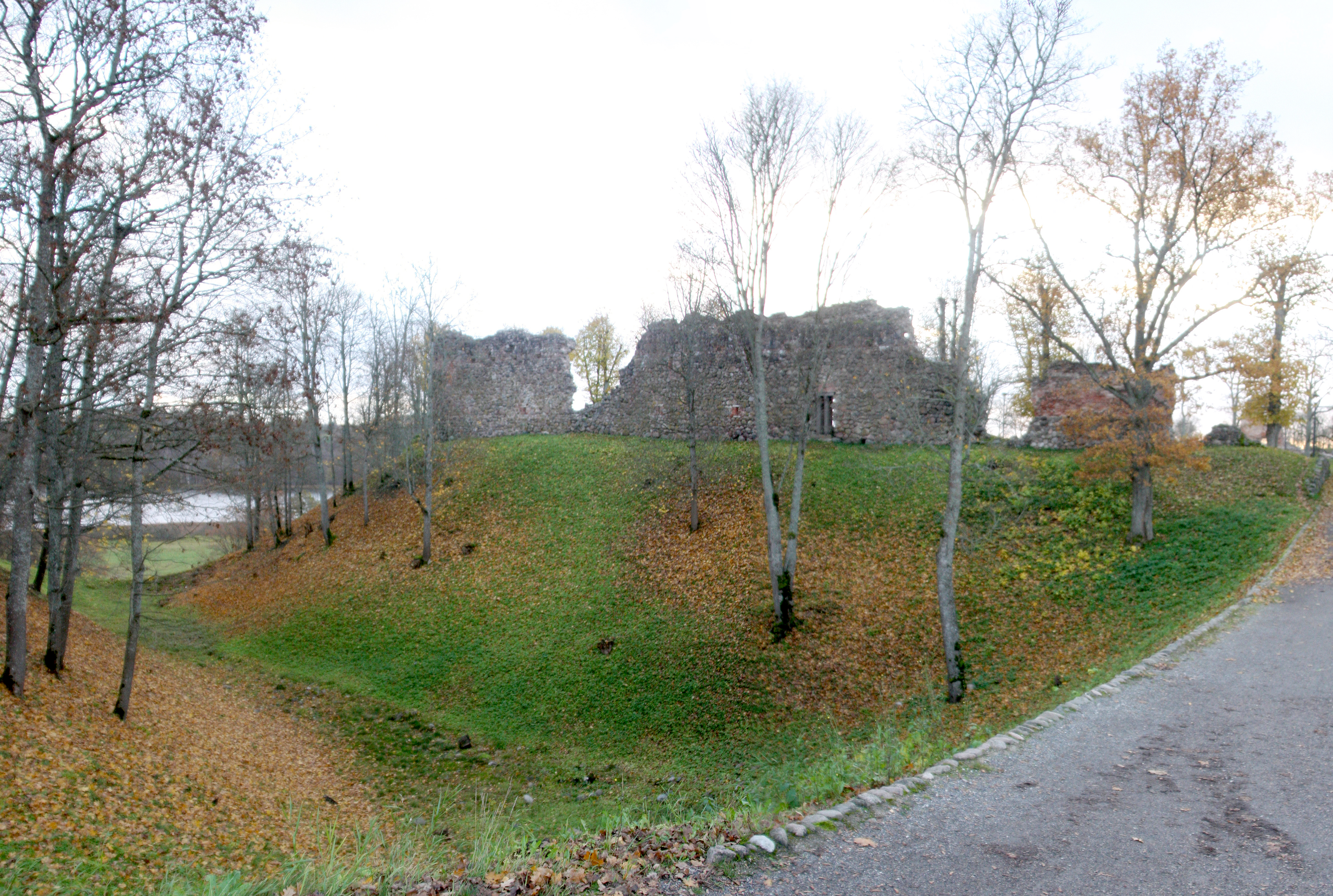 View of Viljandi castle roofs. rephoto