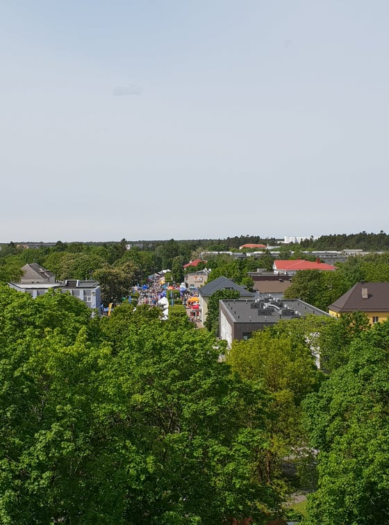 Vaade Keila alevile kirikutornist, Keskväljak ja Haapsalu mnt. rephoto