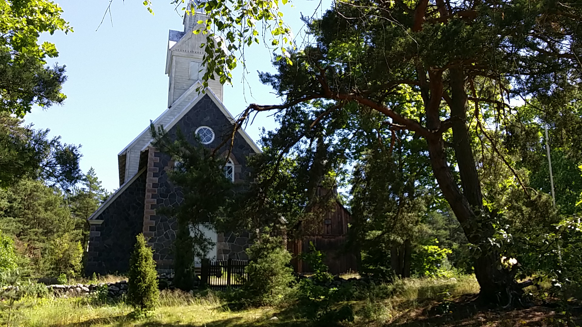 New stone church in Ruhnus 1032. Ruhnu khk, Ruhnu island rephoto