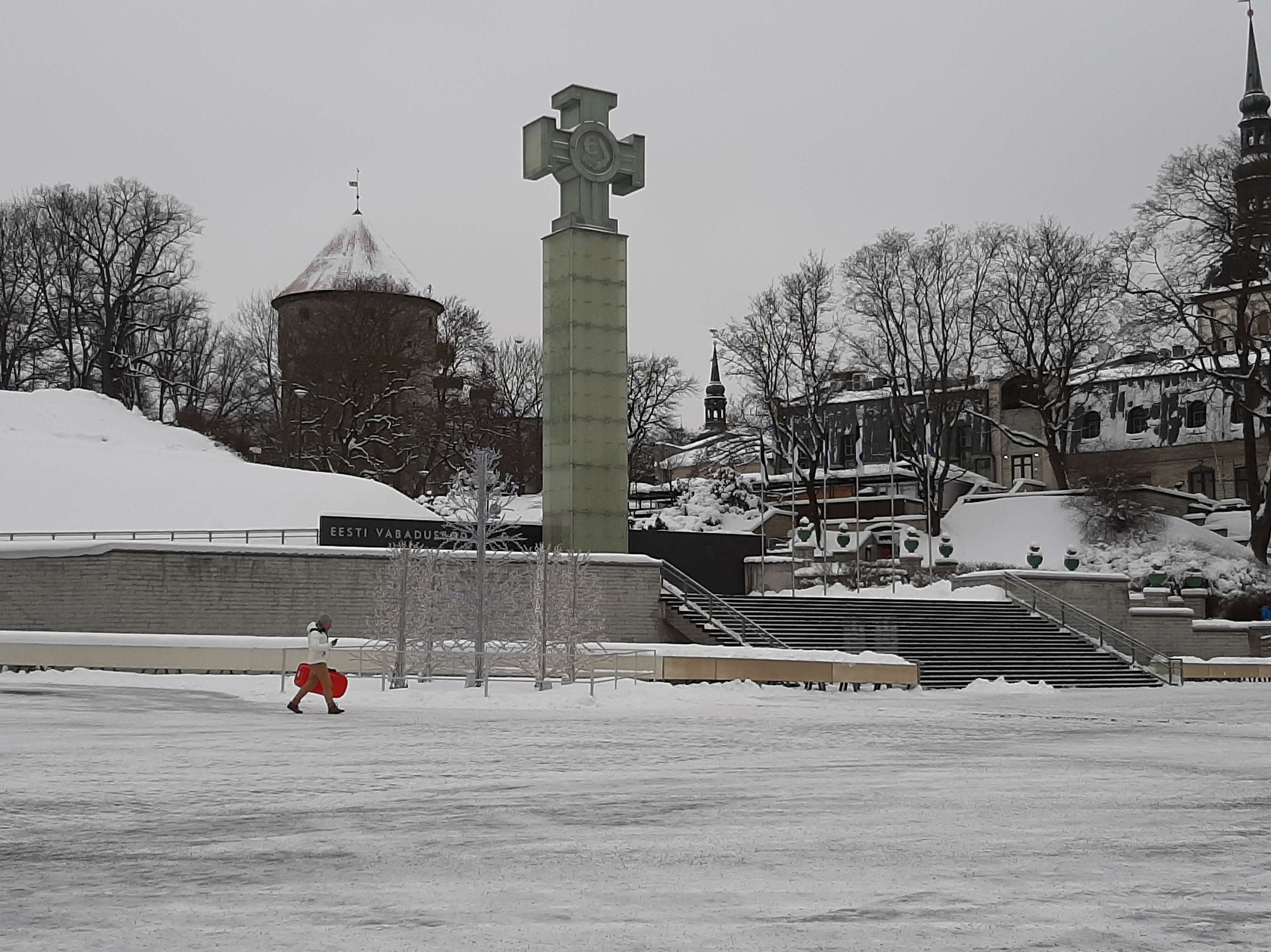 Tallinn, Harjuväravamägi Kiek-in-de Kök in winter. rephoto