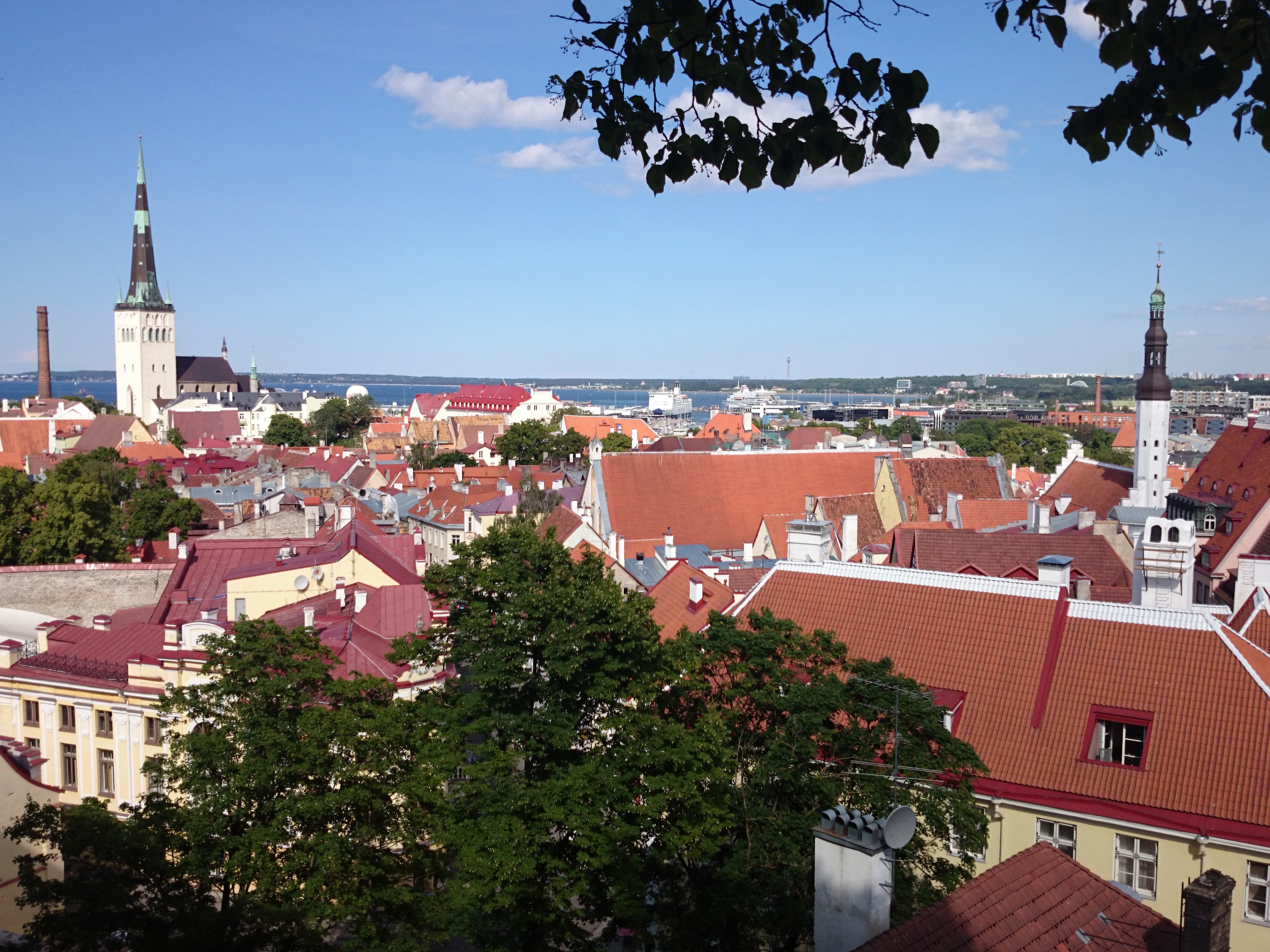 Tallinn, vaade vanalinnale Toompealt, vasakul Oleviste kirik. rephoto