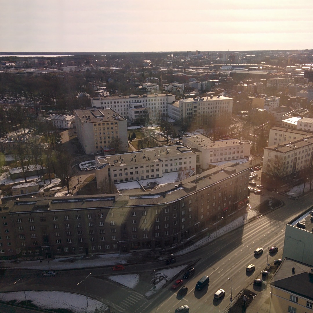 View hotel "Olympiast" towards Central Hospital rephoto