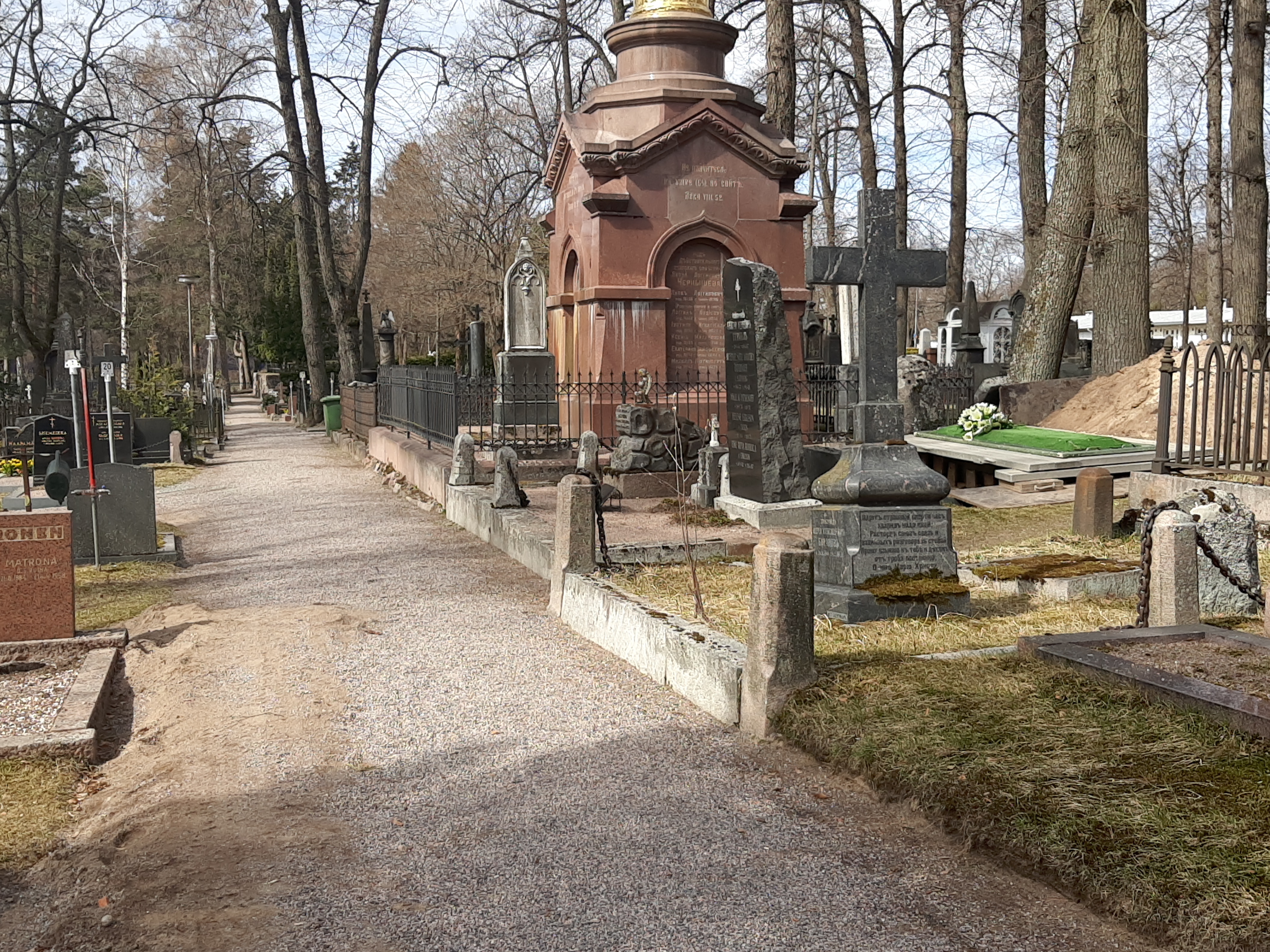Lapinlahden ortodoksinen hautausmaa (=Helsingin ortodoksisen seurakunnan hautausmaa),  Viktor Vilkmanin hautasaatto. rephoto