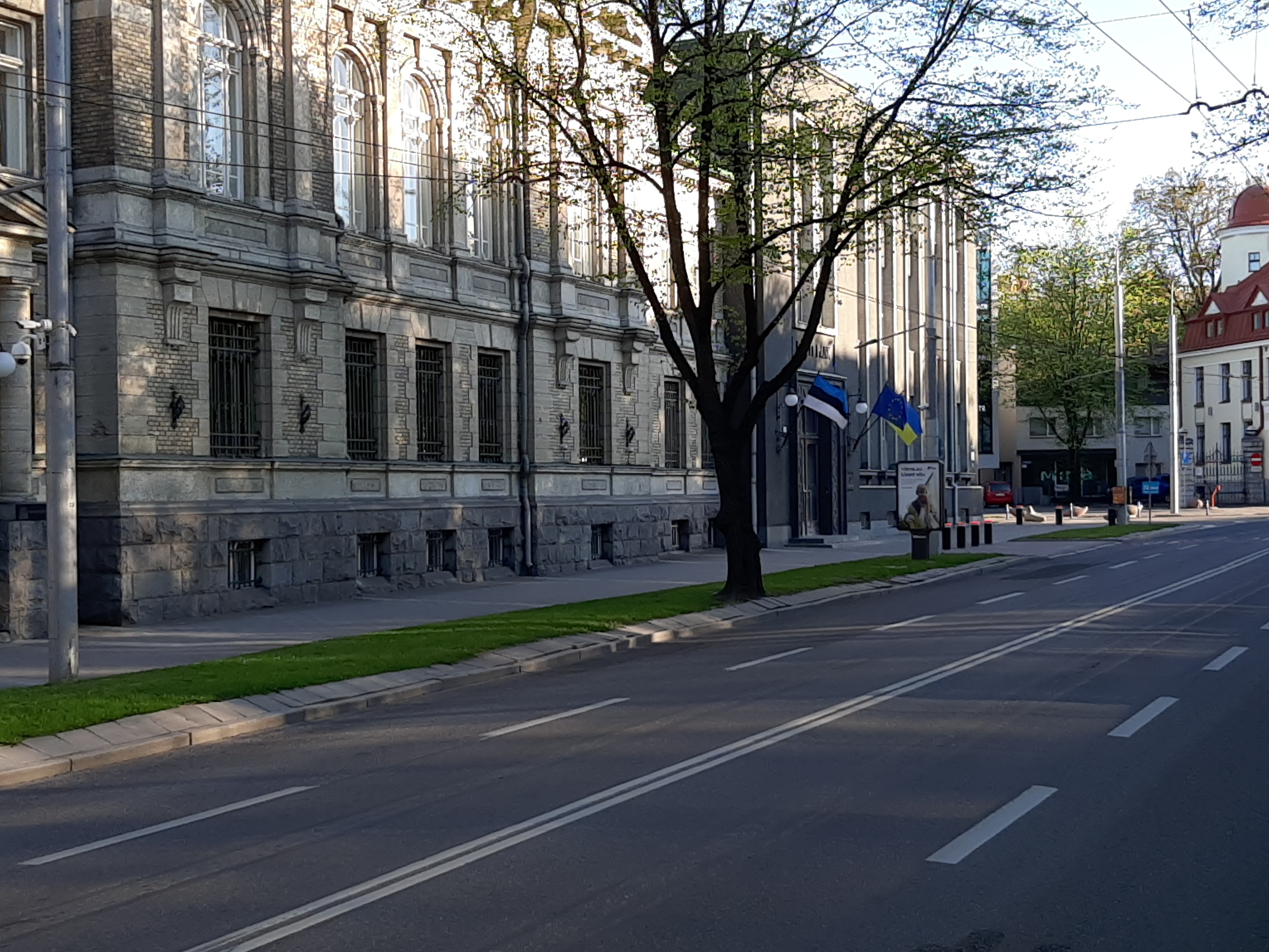 Tallinn. Military cars in front of the Ministry of Finance building rephoto