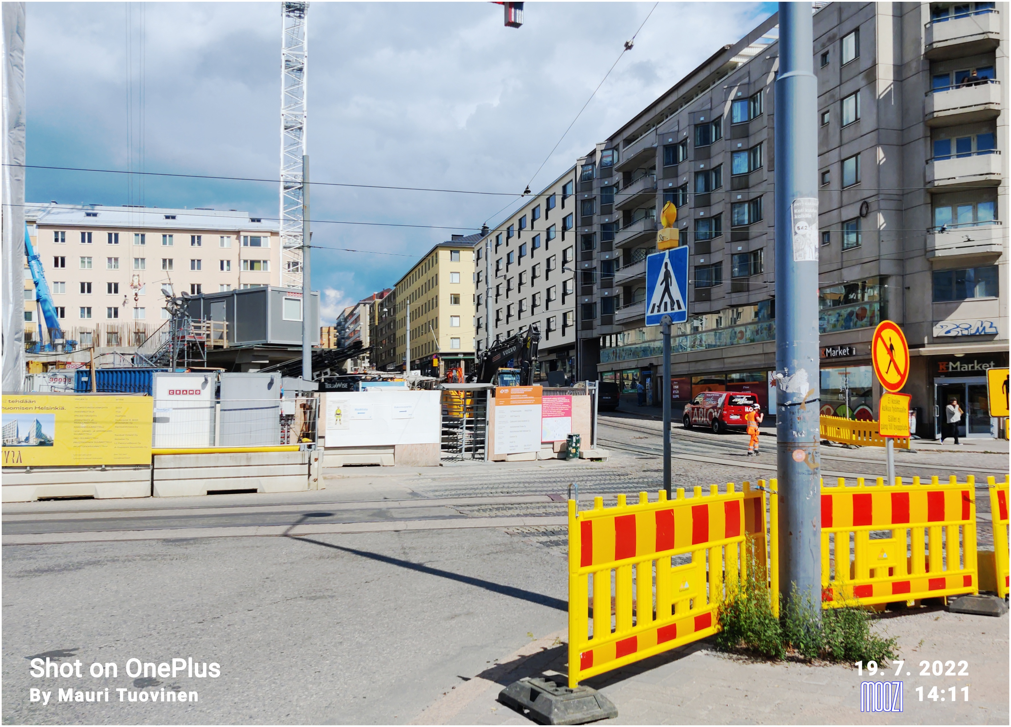 Höyryjyrä ja työlläisiä. Toinen Linja 7. rephoto