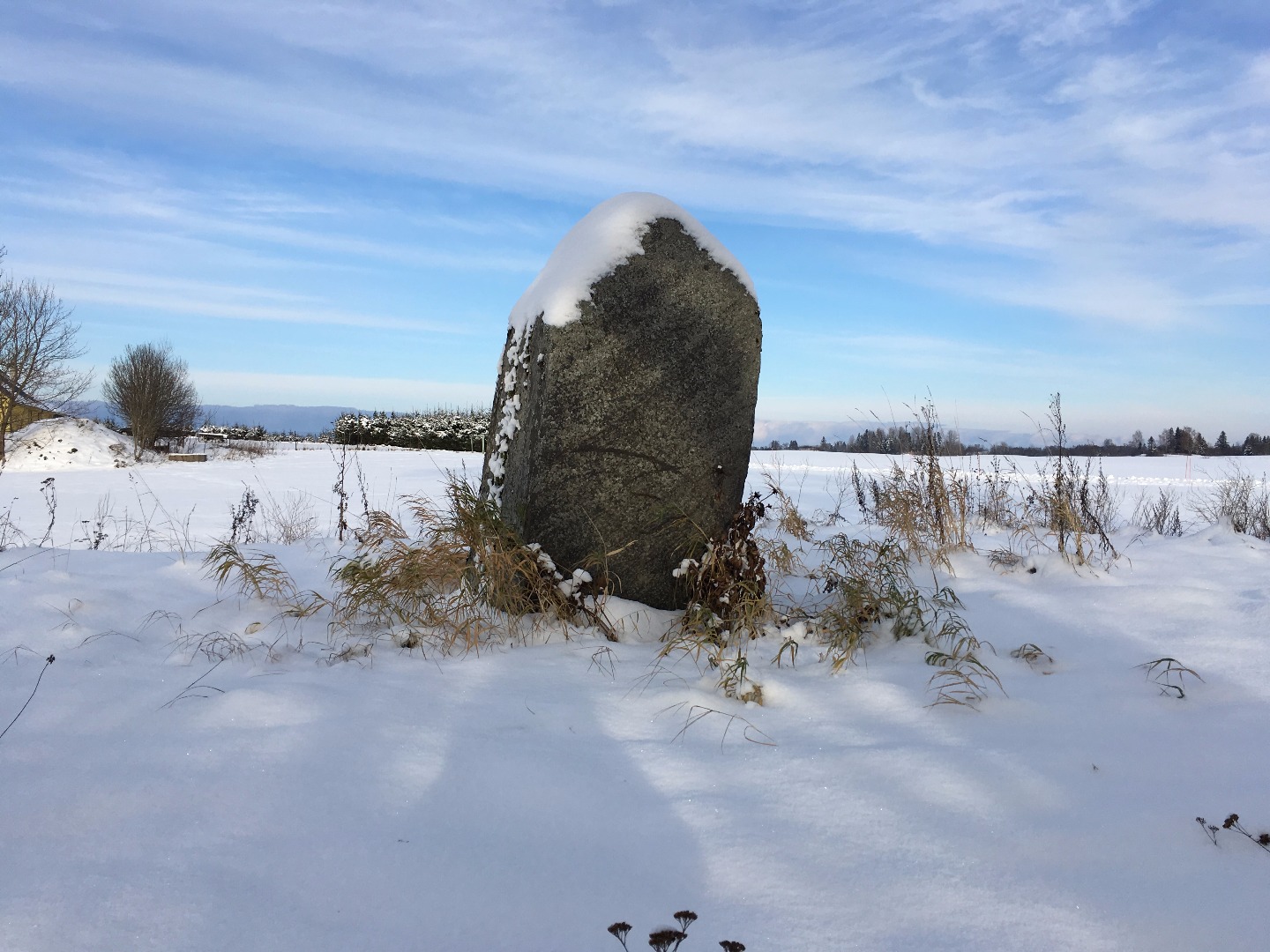 Lasila school memorial stone. The school operated here until 1922. rephoto