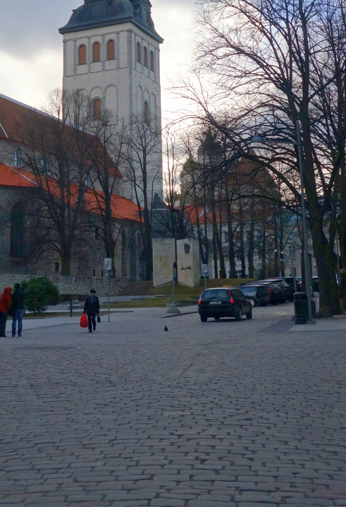 Consequences of March bombing in Tallinn: view of the tower destroyed at the Niguliste Church from Kullassepa Street rephoto
