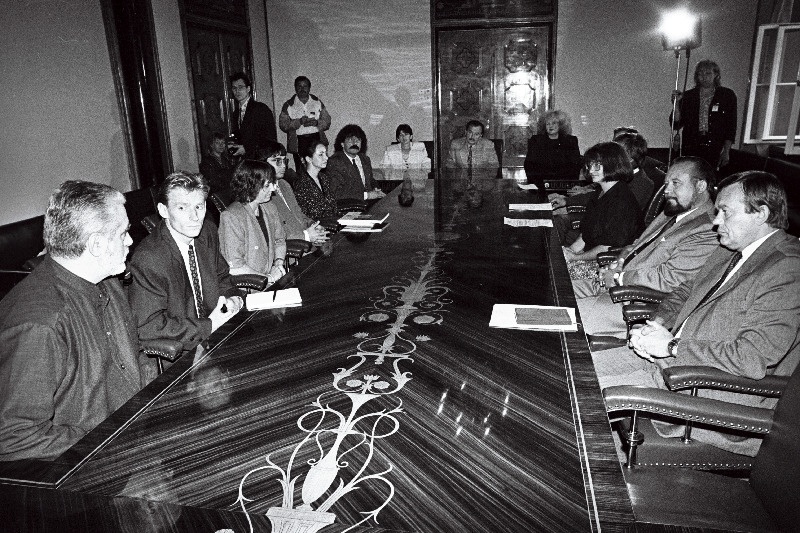 Prantsuse kultuuritegelane ja moelooja Paco Rabanne Ülo Nugise vastuvõtul Kadriorus.