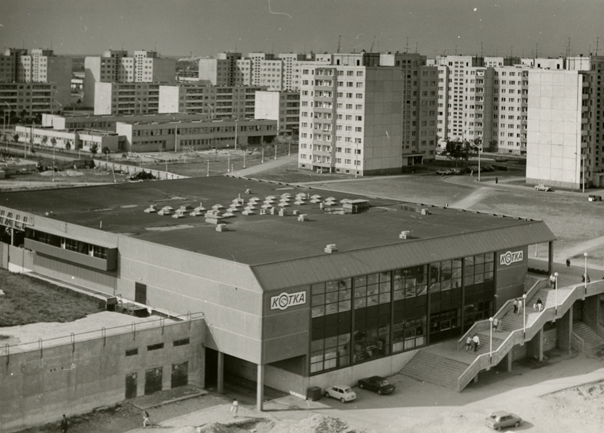 Kauplus Kotka Lasnamäel, panoraamvaade. Arhitekt Lembit Aljaste, Gripenberg ja Co