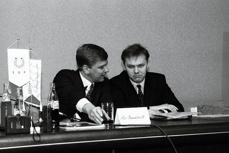 Eesti Ühipanga president Ain Hanscmidt ja  asepresident Margus Schults .