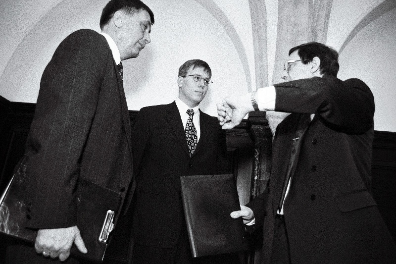 Justiitsminister Paul Varul ja Justiitsministeeriumi kantsler Mihkel Oviir.