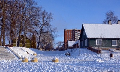 Foto. Võru talvel, Tamula järve kaldal. rephoto