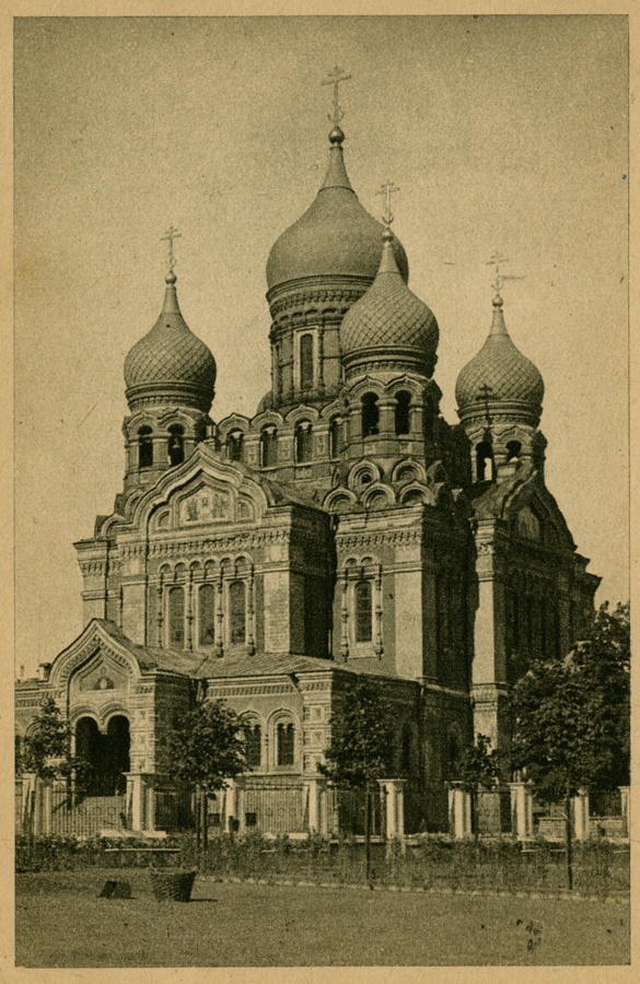 Aleksander Nevski katedraali fassaad Toompea lossi poolt, vaade. Arhitekt Mihhail Preobraženski