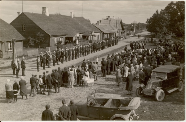 fotopostkaart, tuletõrjujate pidustused Amblas 1930-ndatel a.