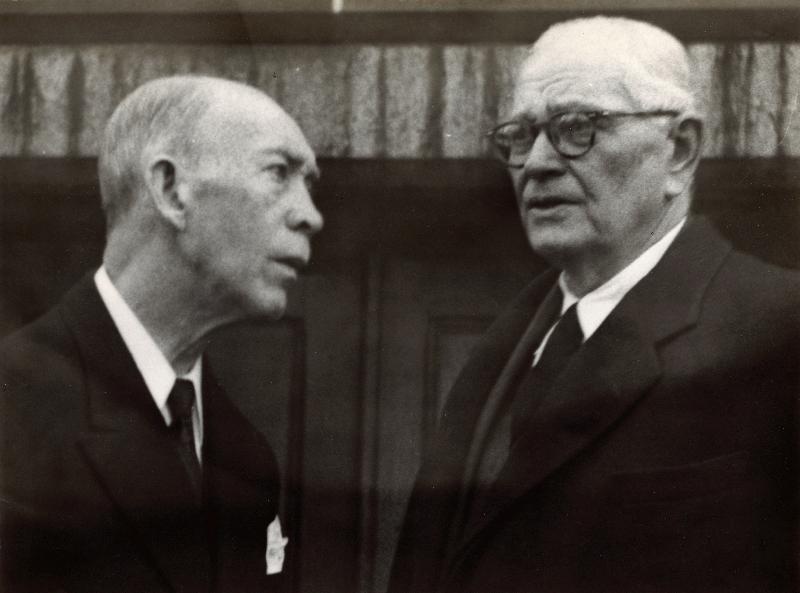 Eesti diplomaatiline esindaja Belgias, Hispaanias ja Prantsusmaal Karl Robert Pusta (vasakul) ja konsul Johannes Markus Kanadas.