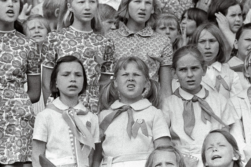 Eesti NSV koolinoorte III laulupeo proov Tallinna Lauluväljakul.