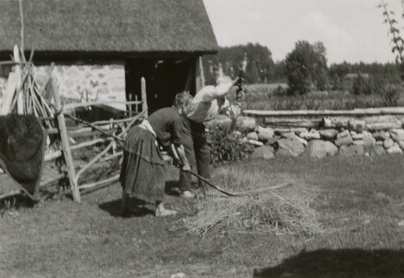 Vardaga rehepeksu demonstreerimine Kangru Aadu talus Äärepere külas. Paatsalu vald.