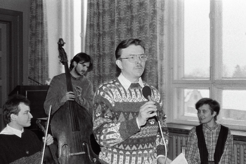 Eesti Raadio tervisesaate salvestamine, kultuuri kolledži ansambel Terje Soots, Jaan Eha, Ester Keba, Marge Esko.