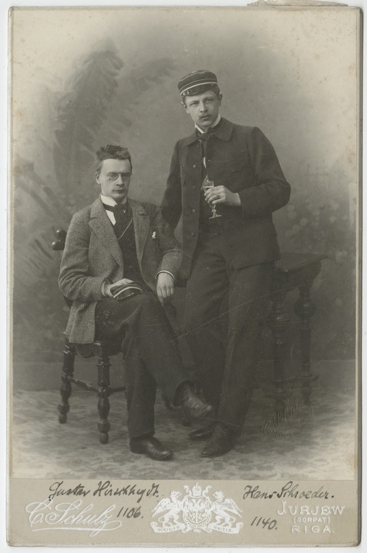 Korporatsiooni "Livonia" liikmed Hans Schroeder ja tema akadeemiline isa Gustav von Hirschheydt