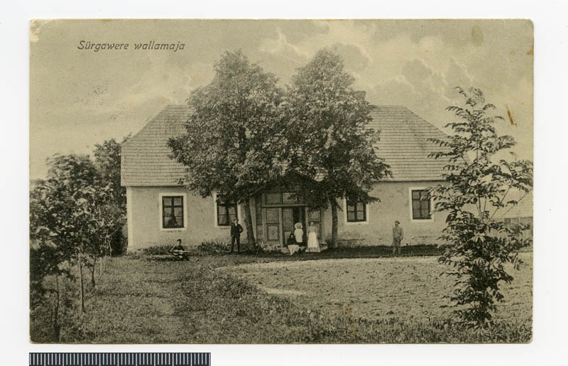 fotopostkaart, Suure-Jaani khk, Sürgavere vallamaja, inimesed, u 1905