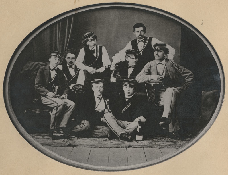 Osa korporatsiooni "Livonia" 1873. a I semestri värvicoetusest, grupifoto