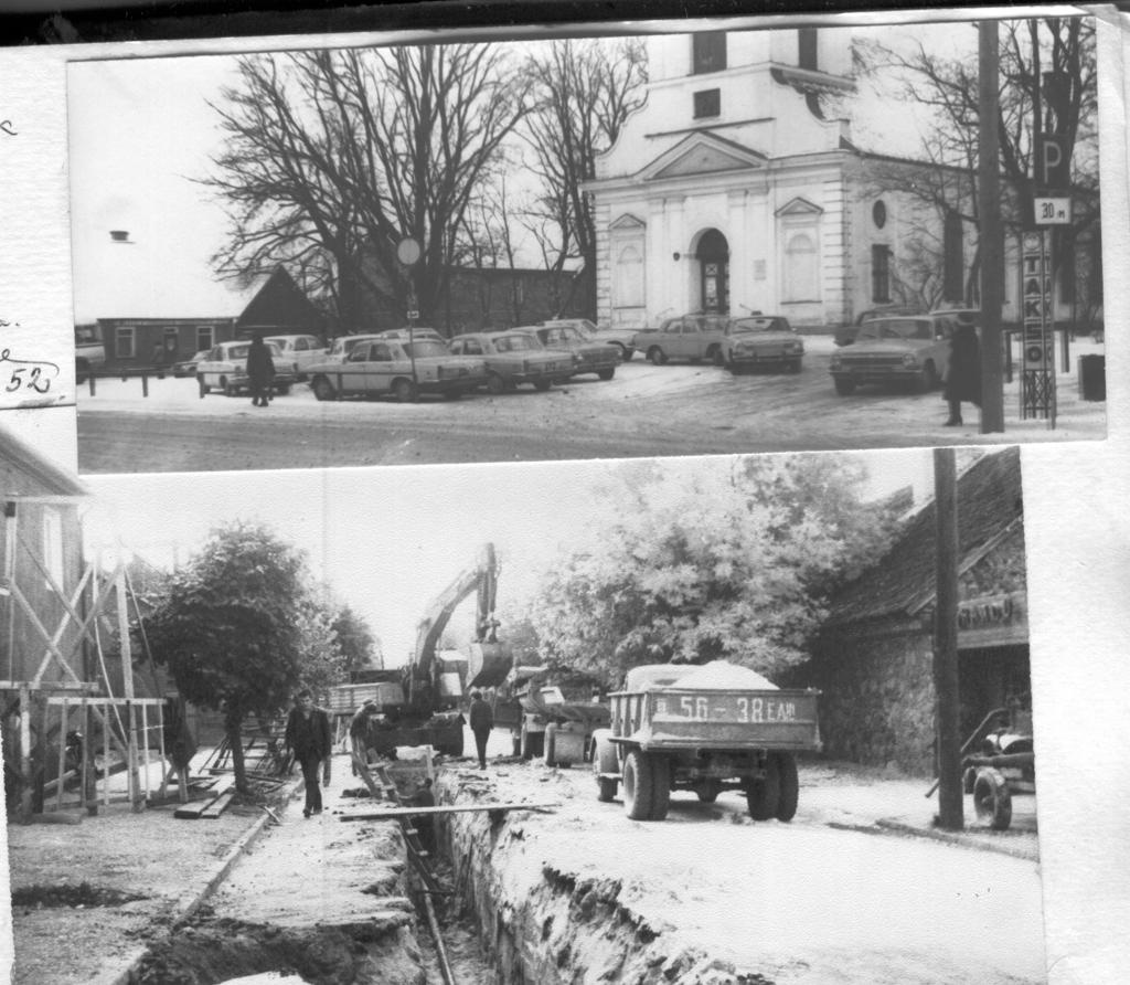 Foto Uue veetrassi paigaldamine Koidula tänavale trahter Võhandu ees 1983.a. suvel.